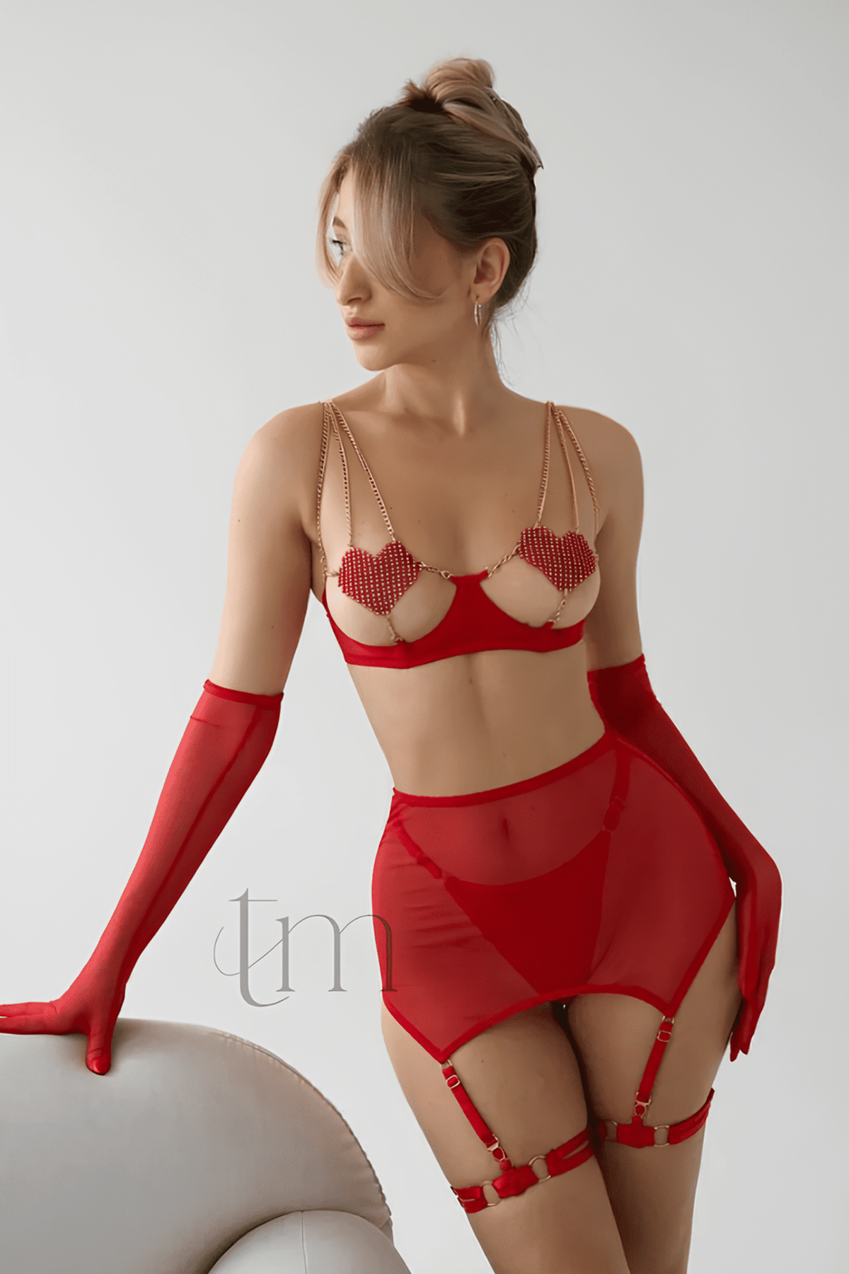 🔥 Conjunto de lencería sensual -  transparente con cadena en forma de corazón y malla transparente TALLA UNIVA (S- L)😳 - 🔥 Solo por hoy con envio gratis y un 30% de DCTO 🔥